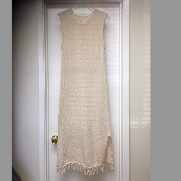 NEW ANTHRO CALLAHAN ISLA IVORY KNIT MIDI DRESS SLITS - Picture 5 of 13